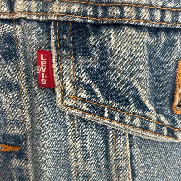 REFORMATION x Levi's Blue Denim Jacket with Real Fur Trim RARE size S - Picture 3 of 8